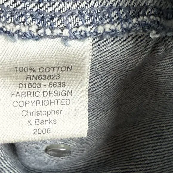 Christopher Banks Denim Boho Vest M Blue Embroidered Collared Eclectic Western - Picture 5 of 9